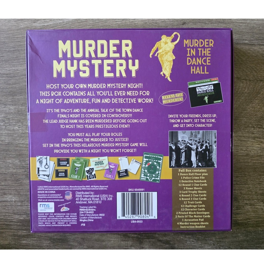 RMS Murder Mystery Game Set Dance Hall & Express 1920s 1940s Party Games 2pk - Picture 6 of 6